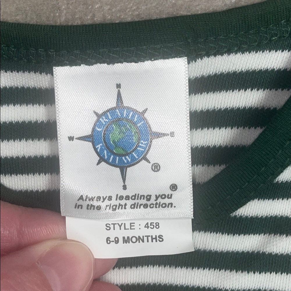 BNWT Creative Knitwear Striped Baylor University Baby Onesie, Size 6-9mos - Picture 3 of 5